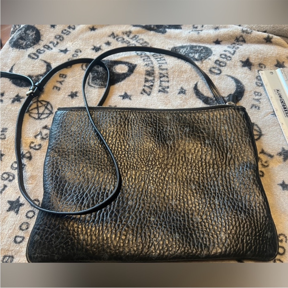 GUC Authentic MCM Black Leather Crossbody Bag w/ COA